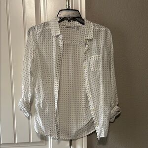 Halogen White Patterned Button-Up Shirt